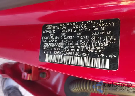 2020 Hyundai Kona Sel from USA, damaged, VIN KM8K2CAA8LU462830